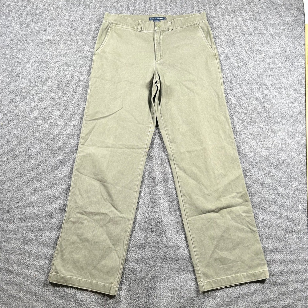 Ralph Lauren Pants Womens Size 8 Olive Green Cotton Straight Leg Casual Chino